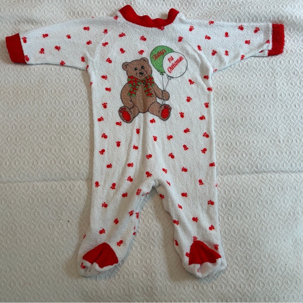 🎄 Vintage Curity “Baby’s 1st Christmas” Sleep ’N Play Pajamas 🎅 Made in USA